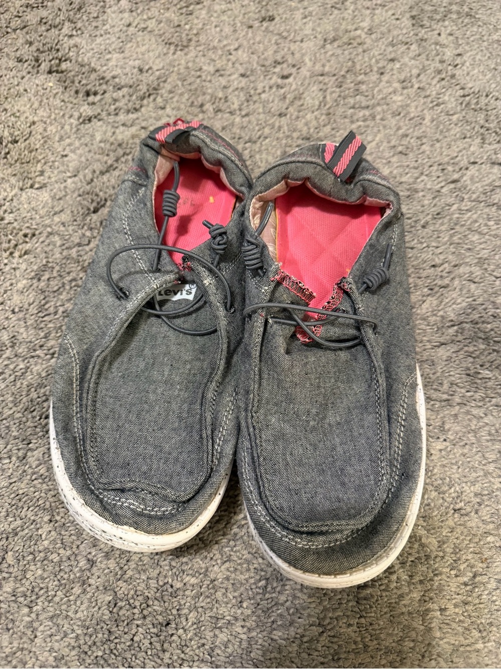 Levi's Gray Canvas Slip-On Sneakers with Pink Interior